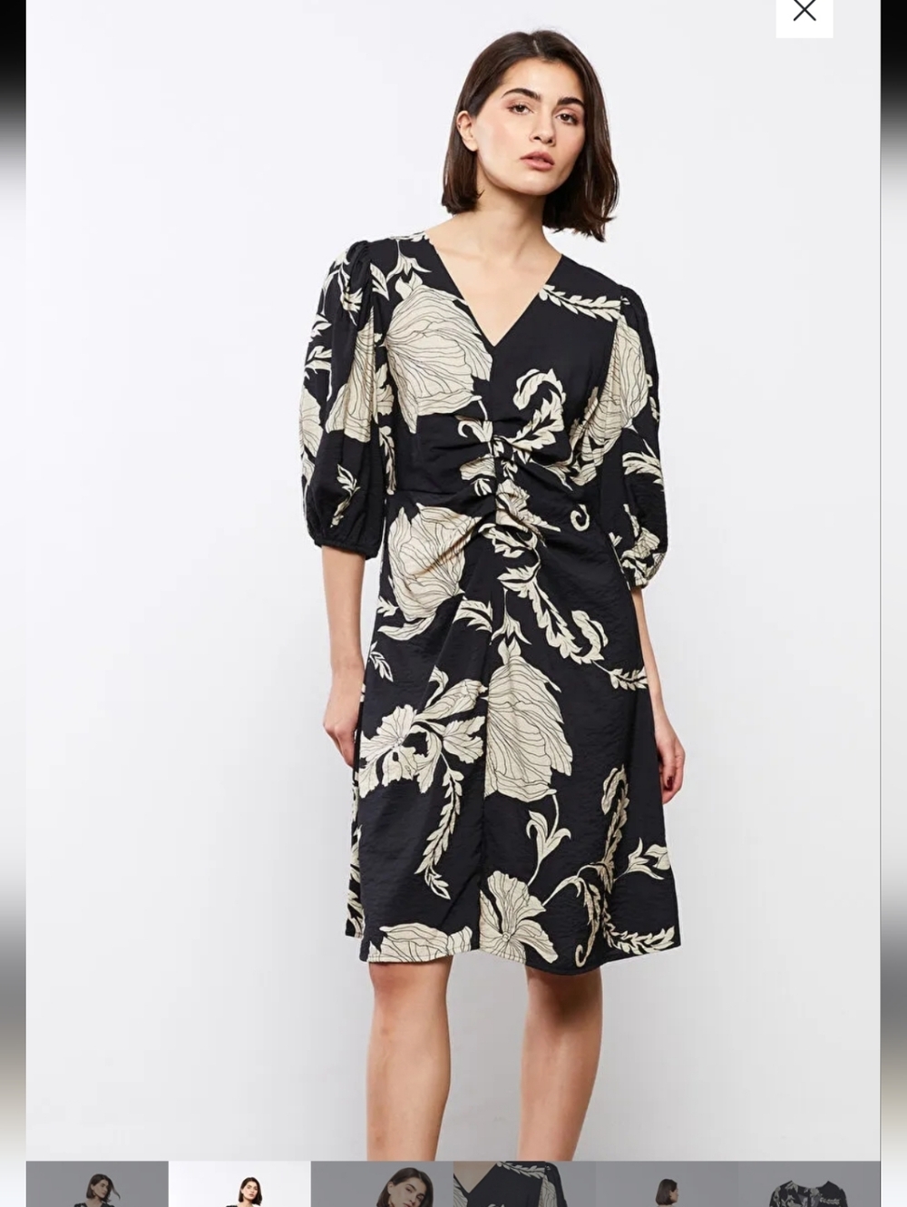 💛2 for $20💛 Bundle and save Black & Cream Floral V-Neck Dress - Picture 3 of 13